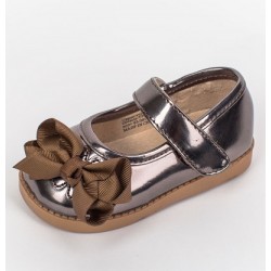 Mooshu Trainers Squeakers Princess Bow Bronze Shoes - 2 Styles in 1